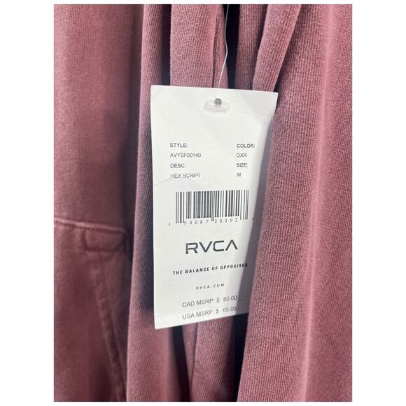 RVCA Hex Script washed look maroon hoodie 100% cotton Medium NWT - Picture 5 of 5